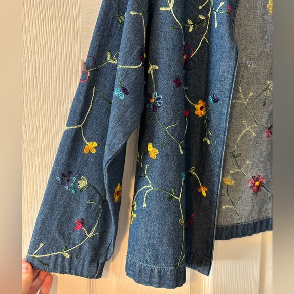 Parisian Works Blue Floral Embroidered Jean Jacket - Picture 3 of 13